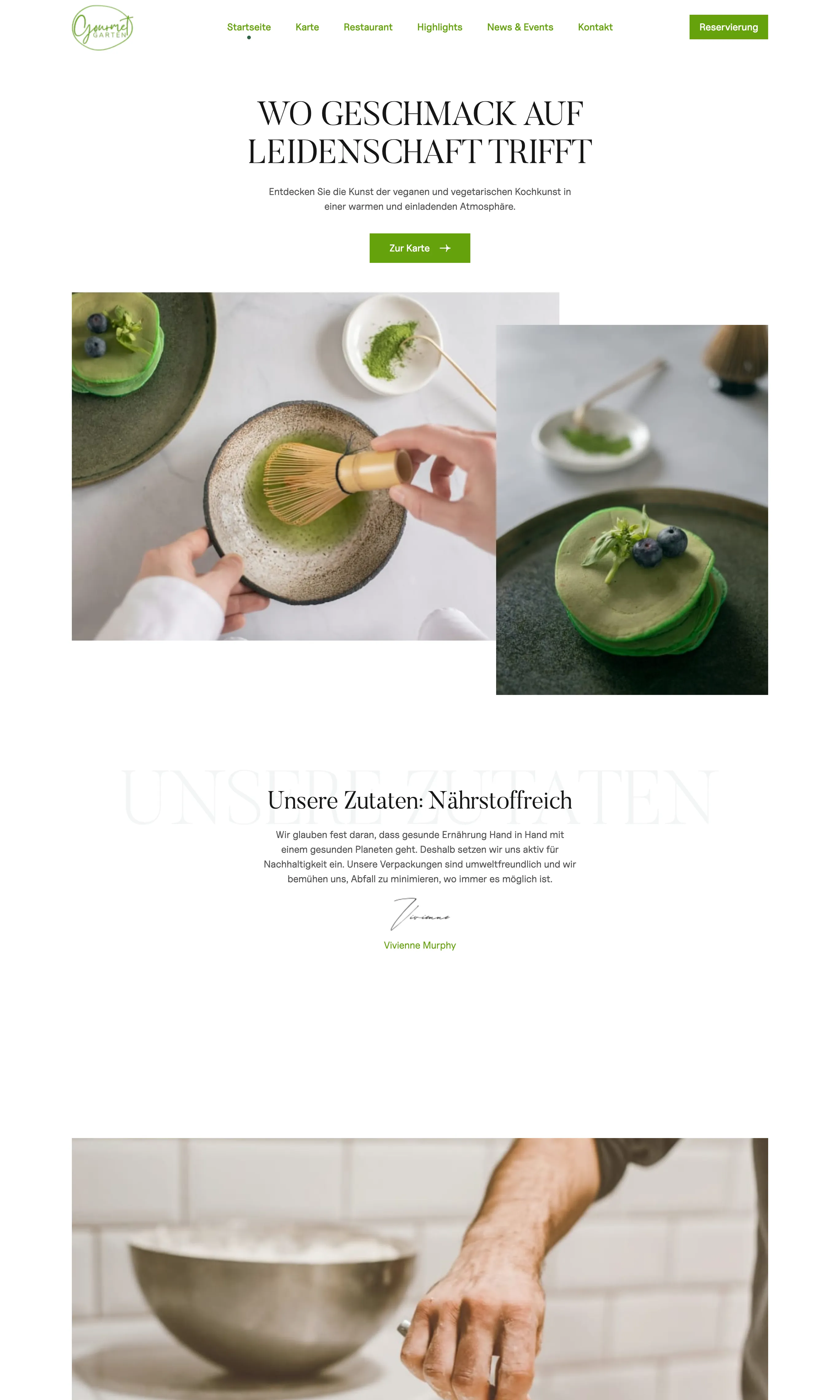 Screenshot der Website "Gourmet Garten"