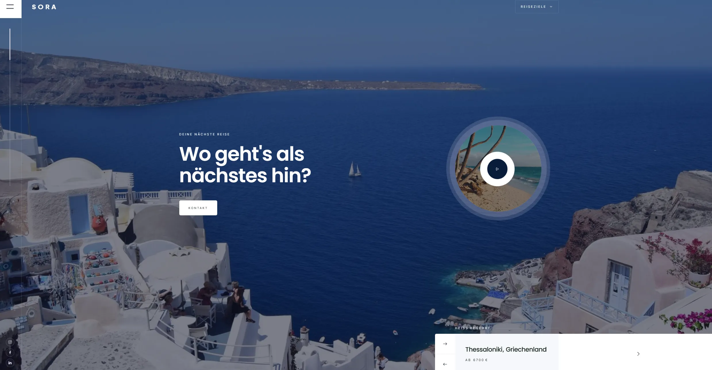 Screenshot der Demo-Webseite "Sora Reisen"