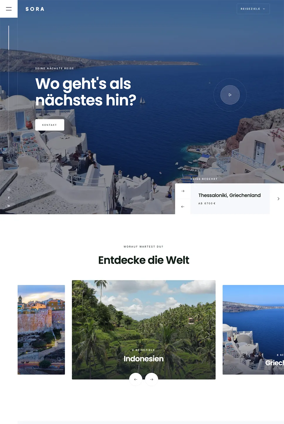 Screenshot der Demo-Website sora-reisen.webflow.io